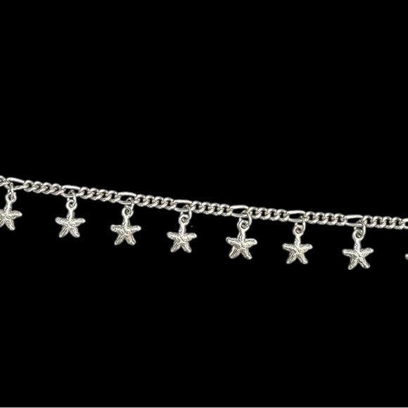 Platinum over 925 Silver Starfish Dangle Charm Bracelet - 7.25 in. to 7.75 in. - Picture 2 of 4